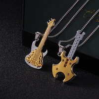 cute necklace punk style pop band guitar pendant pop fashion band pendant musical instrument pendant mens and womens necklace