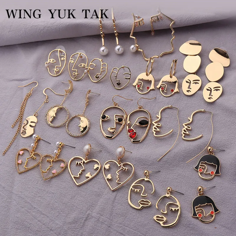 Женские абстрактные висячие серьги wing yuk tak корейские золотистые подвески в стиле