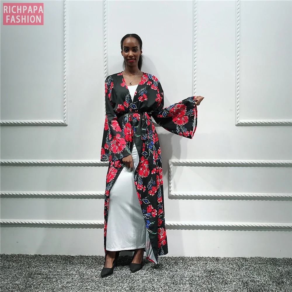 Плиссированное женское кимоно хиджаб мусульманское платье африканские платья