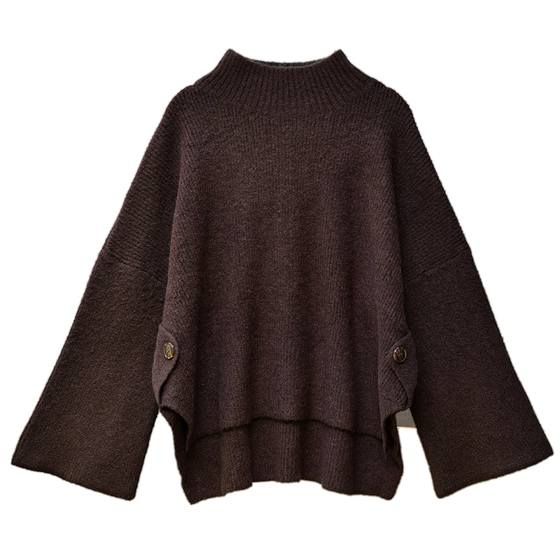 Художественный свободный и универсальный свитер MICOCO M5228 с боковыми пуговицами
