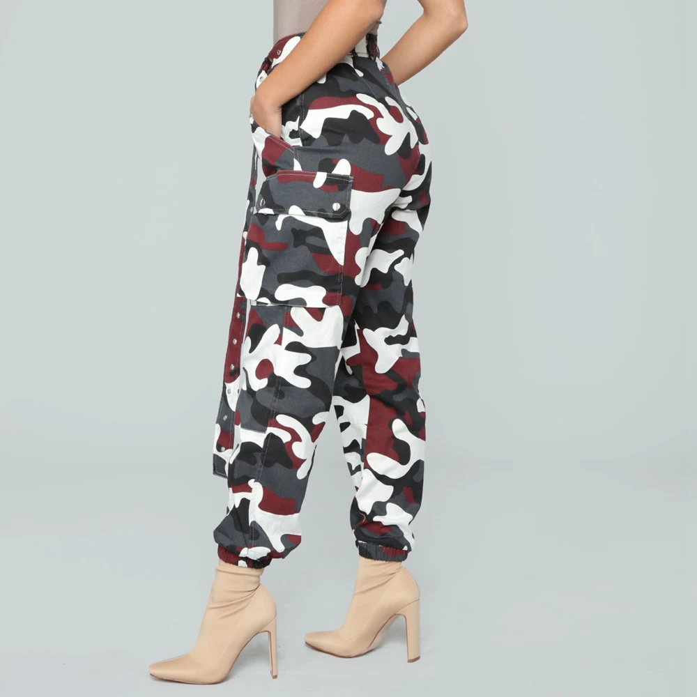 Брюки-карго TCJULY уличные тонкие камуфляжные брюки-карго с высокой талией прямые