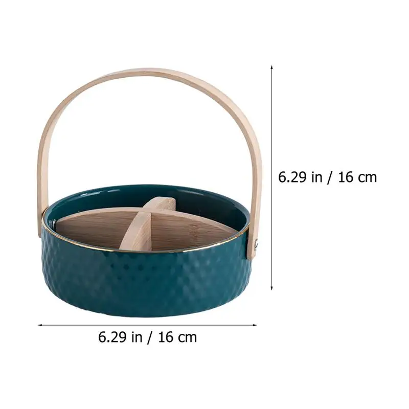 

1Pc Candy Storage Box Dried Fruit Tray Separate Ceramics Candy Tray (Green)