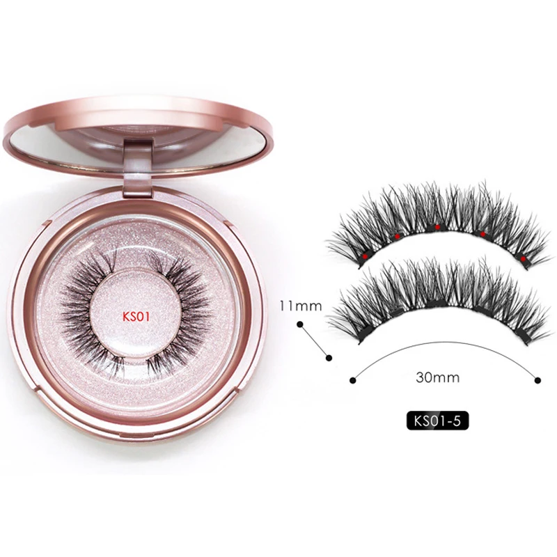 Natural Thick Magnetic Eyeliner Eyelashes Set No Glue Prevent Allergy Handmade Magnetic Fake Eyelashes With Eyelashes Applicator - Цвет: MP101KS1