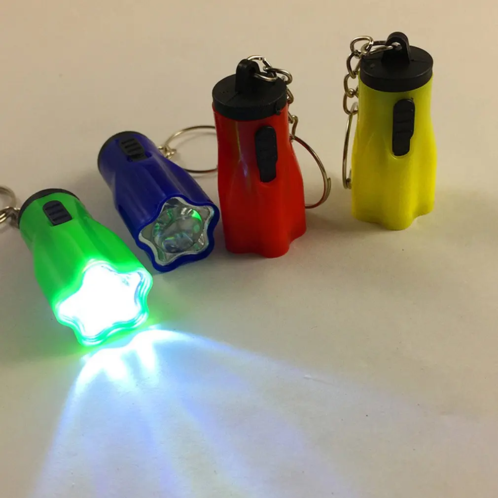 1pcs mini LED Keychain Flashlight Key Chain Hand Torch Keyring Portable Light Lamp Emergency Plastic Button Cell Powered Plum | Лампы и