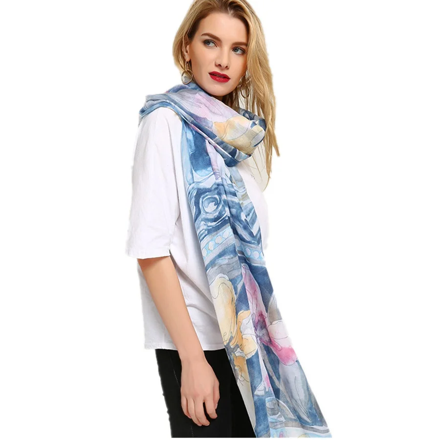 Шарфы с принтом духов лилии женские шали пляжное полотенце шарф Прямая поставка