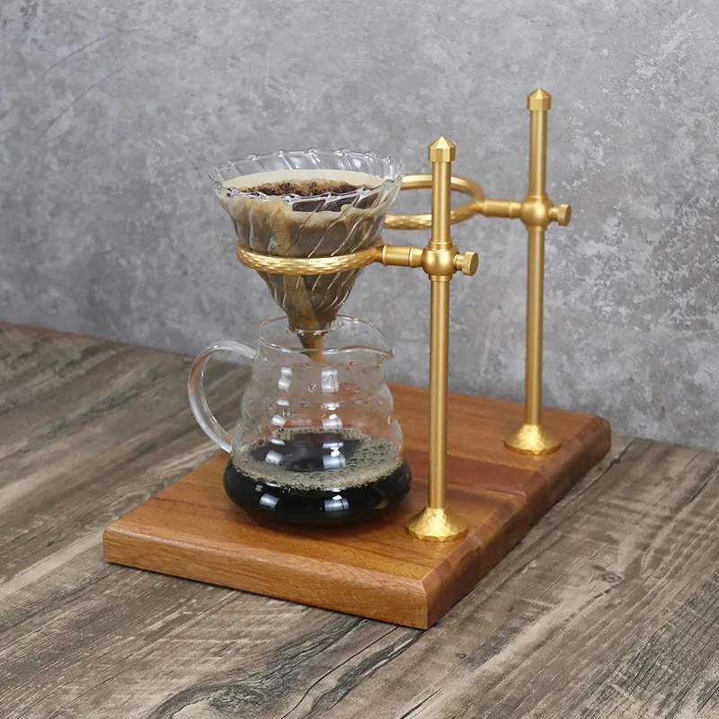 Soporte de filtro de caf&eacute; de Metal, soporte de taza de caf&eacute; Retro, Simple, un solo producto, estante de caf&eacute; con punz&oacute;n de mano, taza de filtro de bronce-1