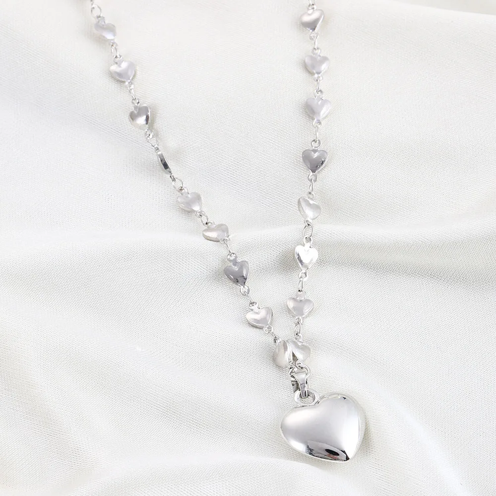 

2021 Temperament Necklace Women Jewelry Pendant Heart Shaped Beaded Necklace Women Chain Pendant Trend Accessories Party Gift