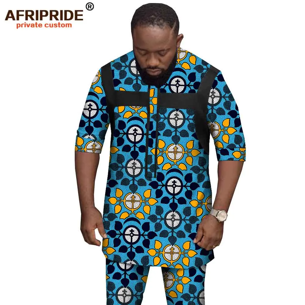 Африканская Мужская одежда этнические наряды короткий топ с коротким рукавом