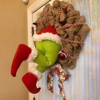 christmas tree ornament how the grinches stole christmas stuffed elf legs stuck in christmas burlap wreath door home decor