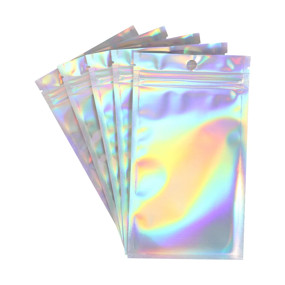 9X16CM 20 шт переливающиеся сумки с замком-молнией сумки Косметические Пластиковые лазерные переливающиеся сумки голографические сумки для макияжа Сумки с голограммой на молнии - Цвет: 9X16CM