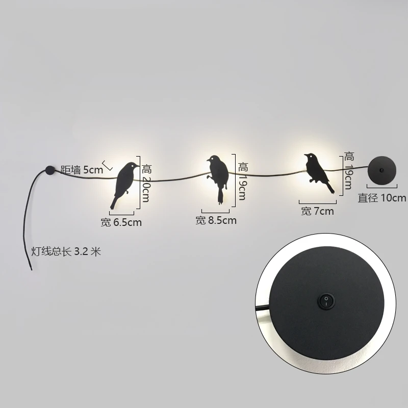 

Modern Nordic Bird Wall Lamp Bathroom Mirror Lamp Living Room Bedroom Bedside Wall Light Decor Lighting Iron Kitchen Fixtures