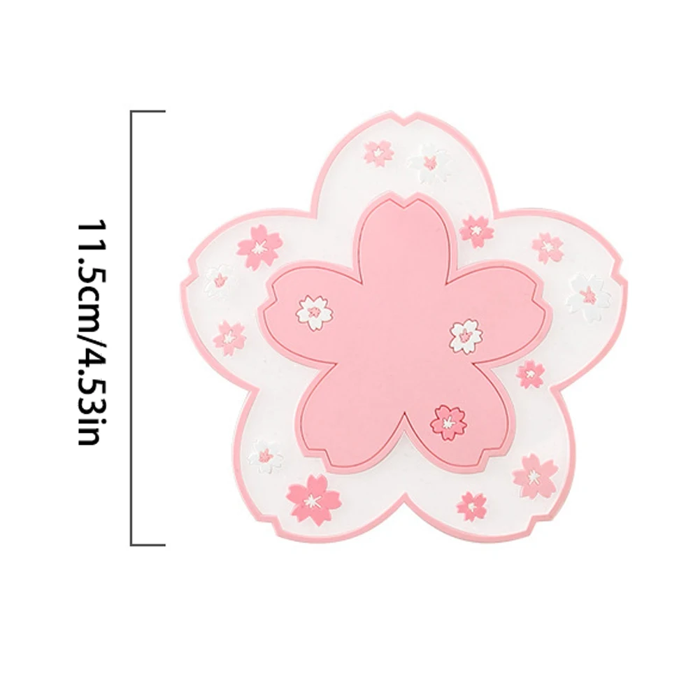 

4PCS Cherry Blossom Heat Insulation Coaster Table Mat Sakura Shape Reusable Table Mat Family Office Anti-Skid Tea Cup Pad