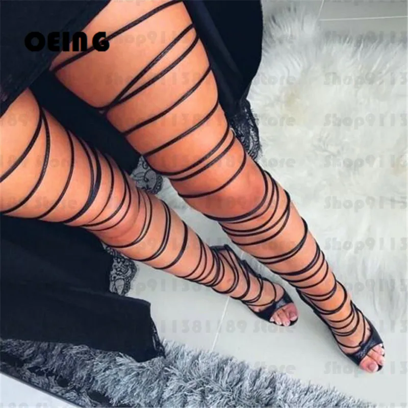 Jual Sandal Gladiator Berenda Wanita Musim Panas Sandal Hak Tinggi Stiletto Tali Sempit Ujung Terbuka Seksi Sepatu Gaun Pesta Wanita Ukuran 35-44