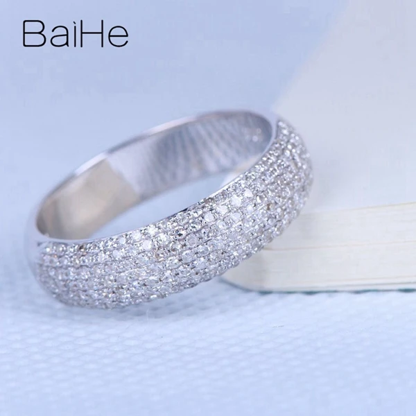 BAIHE, 14 к, белое золото, 0.55CT, сертифицировано H/SI, круглая огранка, натуральные бриллианты, ювелирное изделие, хорошее, свадебное, модное, женское, подарочное кольцо