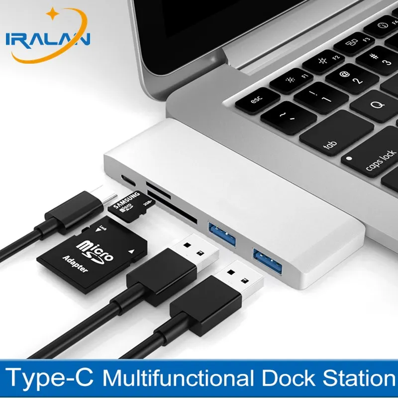 Концентратор USB 3 0 концентратор Type C со слотом для чтения TF SD карт MacBook Air 2020 Mac Book Pro