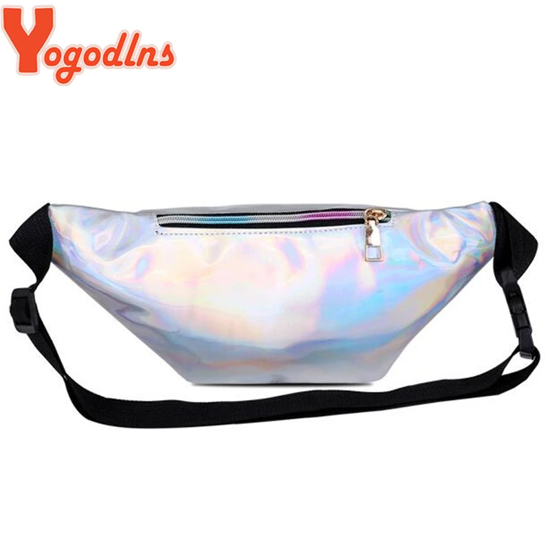 Yogodlns Fashion Glossy Laser Pack with Adjustable Strap Women Sports Crossbody Bag Double Zipper Purse for Girl |