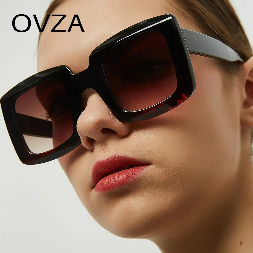 OVZA Квадратные Солнцезащитные очки для женщин, фирменный дизайн, новые солнцезащитные очки от солнца, модные женские очки большого размера S8040