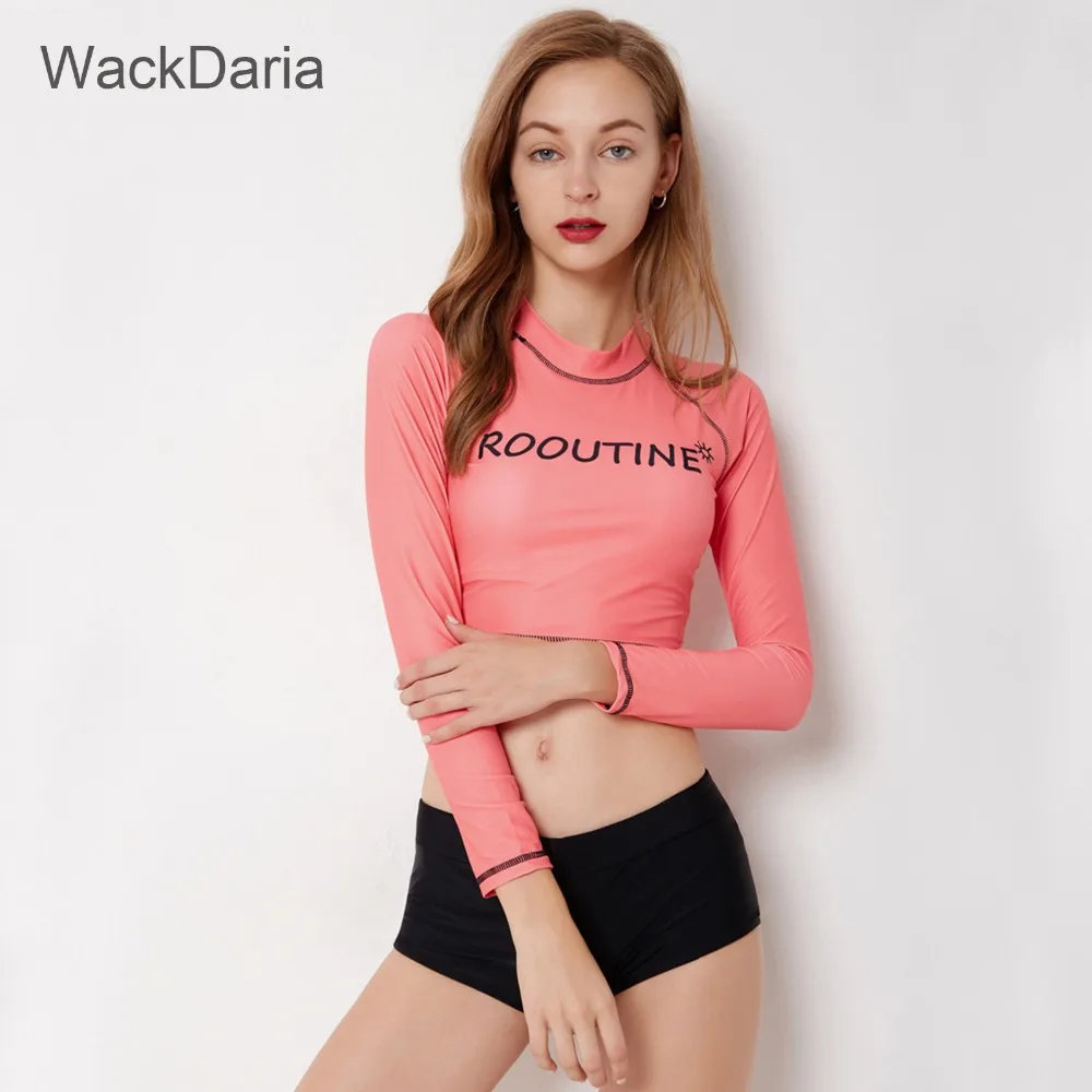 WockDaria, женский купальник, для серфинга, с длинным рукавом, с геометрическим принтом, черно-белый, быстросохнущий, сексуальный, maillot de bian femma