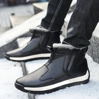 winter man boots suede leather men ankle boots men snow boots round toe with fur warm men footwear slip on shoes big size 48