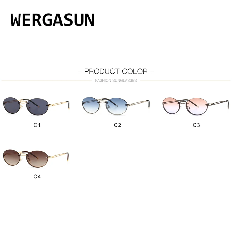 

WERGASUN Vintage Alloy Women Sunglasses Luxury Brand Designer Classic Small Frame Driving Eyewear Oculos De Sol