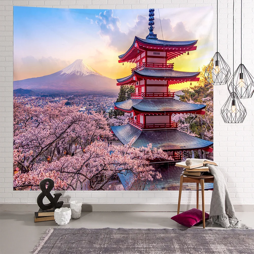 3D натуральный Япония Сакура гобелен Fuji Kanagawa спальный коврик Художественный