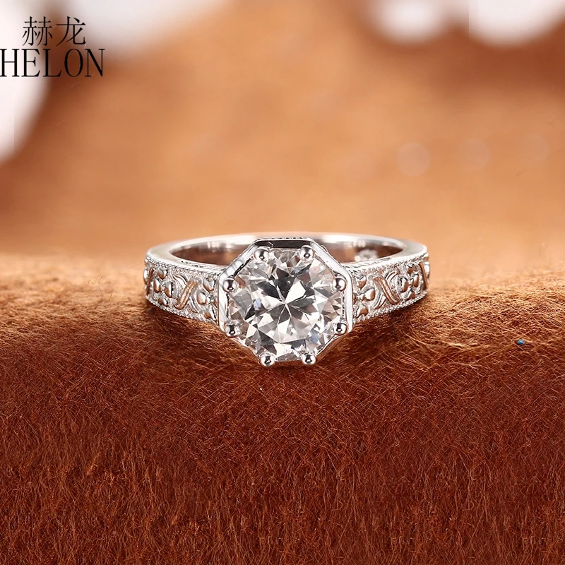 HELON Real 14 к белое золото безупречный круглый 2.5CT натуральный белый топаз