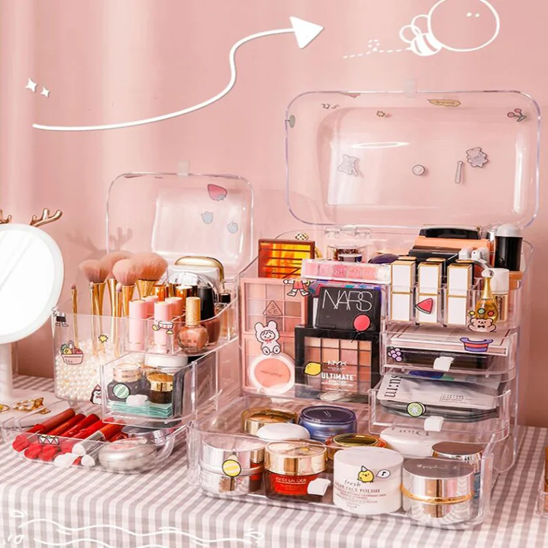 Многофункциональная коробка для хранения косметики 8 в 1 настольная стойка