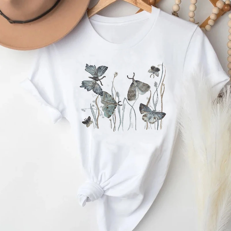 

Girls Youth Trend Butterfly Print Short-sleeved Fashion New Summer Ladies Women's Tops T-shirts Graphic T-shirts Women's Tops