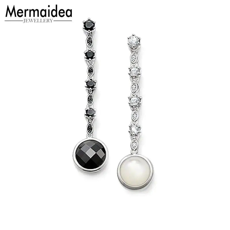 Серьги-капельки черная звезда из посеребренной кармы хорошие ювелирные изделия