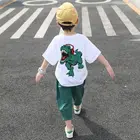 Летний детский костюм Спортивная Милая одежда с рисунком для мальчиков и девочек хлопковые От 3 до 12 лет комплекты одежды для мальчиков футболка + шорты