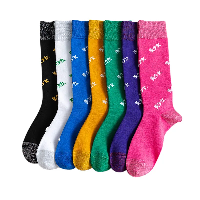 Красивые женские носки с китайским принтом для девочек сезон осень зима