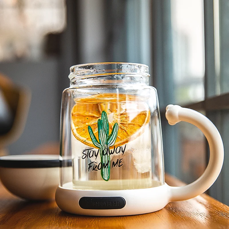 

Cute Drinking Glass Bottle Water Transparent Custom Tea Drinking Water Bottle Crystal Straw Vaso Plegable Home Decor OO50GL