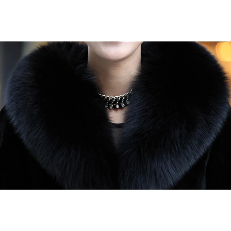 Women's Real Rabbit Fur Coat Winter Thick Warm Black Fox Long Hat Temperament Young Lady 2021 New casual Cothes Female Tops | Женская