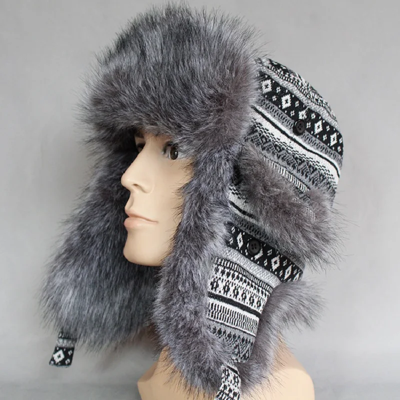 

Racoon Fur Bomber Hats Leifeng Winter Warm Windproof Cap For Men Outdoor Ski Russia Earmuff Hat Ear Flaps Ear Protection MZ023