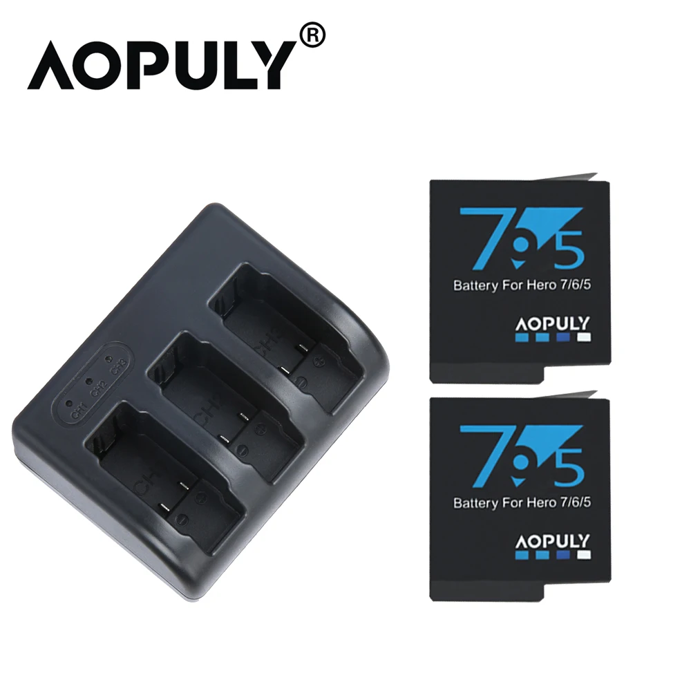 2x Gopro HERO 5 6 7 батарея Gopro5 батареи для экшн-камеры+ ЖК-дисплей двойной USB зарядное устройство для GoPro AHDBT-501 HERO5 HERO 6 камера