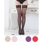 Кружевные чулки до бедра, женские летние носки выше колена, сексуальные женские Чулочные изделия, нейлоновые кружевные носки, женские черные чулки