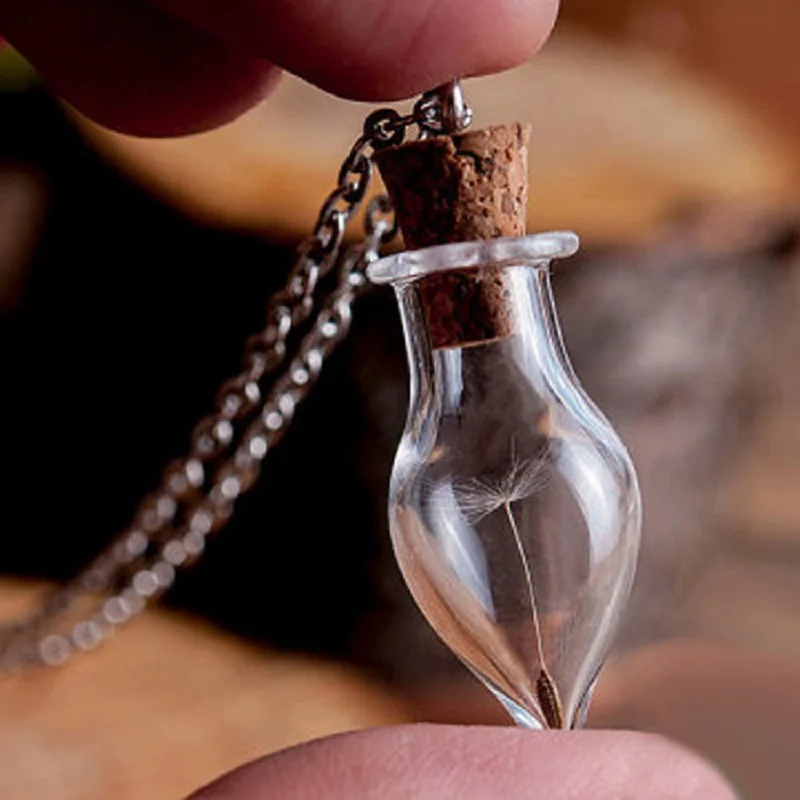 1 шт ручной работы Одуванчик мох кулон с высушенным цветком ожерелье стеклянная