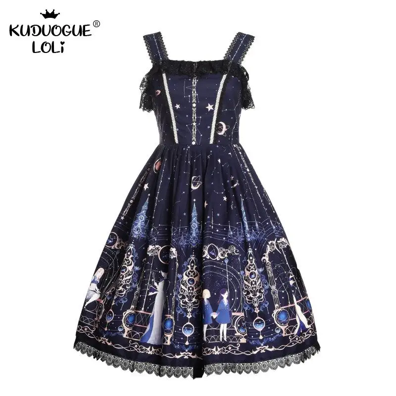 

Palace Sweet Lolita Dress Vintage Lace Cute Printing Princess Tea Party Victorian Dress Kawaii Girl Gothic Jsk Cosplay Costume