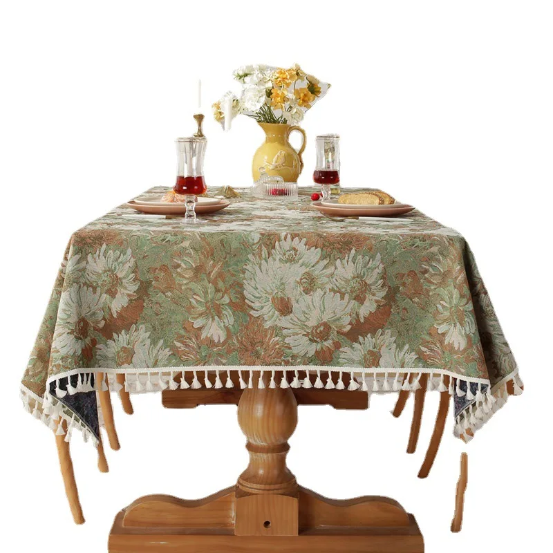 Oils Table Cloth Vintage Polyester Cotton Daisy Tassel Tablecloth Rectangular Coffee Cafe Cover Restaurant Wedding Decor | Дом и сад