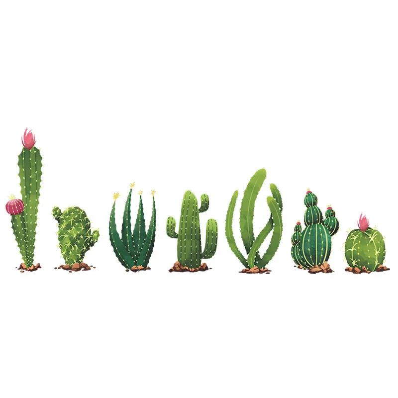 

Tropical Cactus Wall Stickers Living Room Decoration Teenager Aesthetic Posters on The Wall Mural Skirting Line Corridor Decals