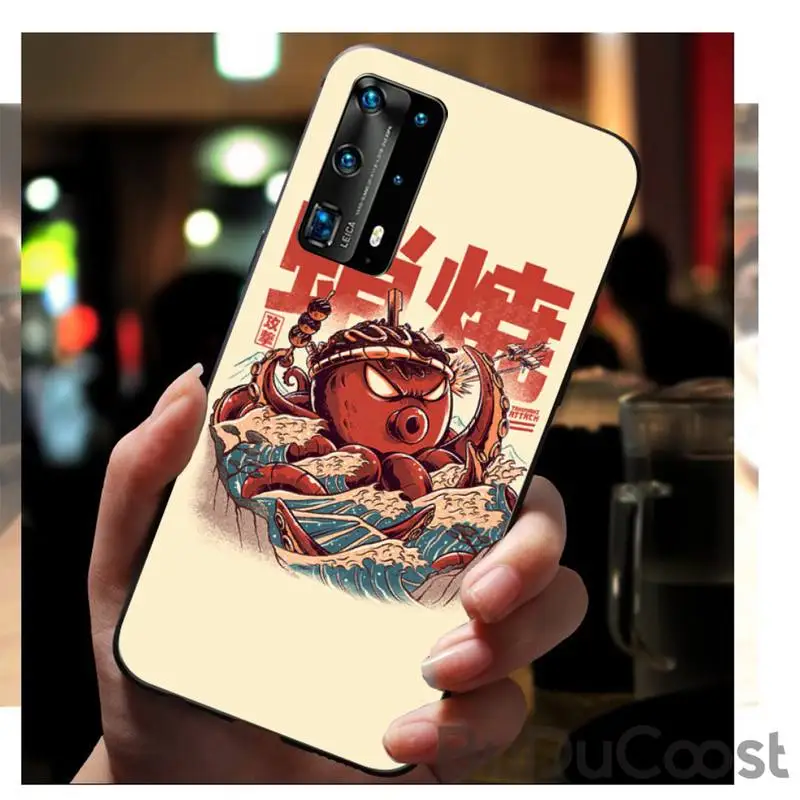 

The Great Wave of Kanagawa Ramen sushi Phone Case for huawei P40 pro lite P8 P9 P10 P20 P30 psmart 2019 2017 2018