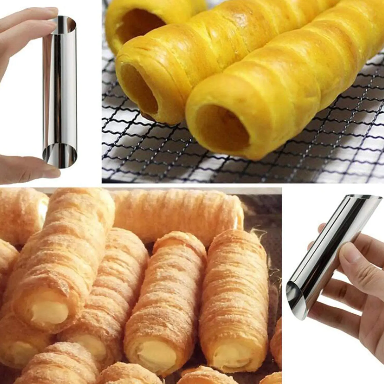 10PCS Stainless Steel Pastry Baki Cannoli Forms Grade Cream Horn Mould Cake Horn Mold Cannoli Tubes Shells Pastry Baking Mold