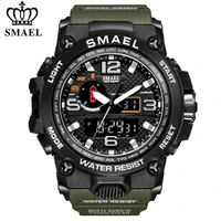 smael brand men sports watches dual display analog digital led electronic quartz wristwatches waterproof swimming military watch
