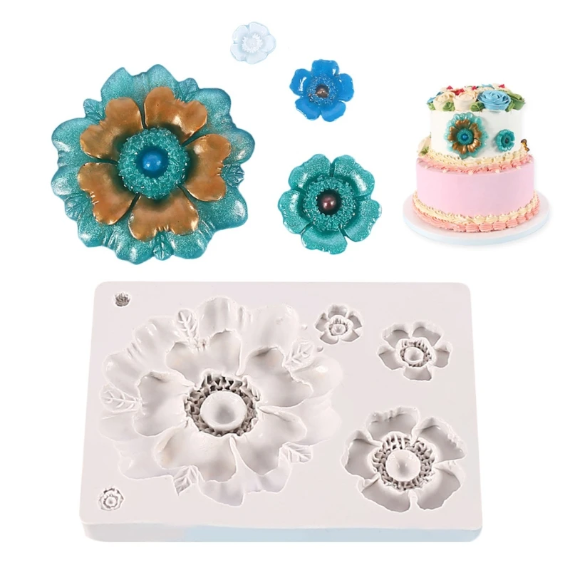 

4 Holes Flower Silicone Mold for Candy Sugarcraft Cake Chocolate Fondant Jewelry Polymer Clay Soap Making Mould