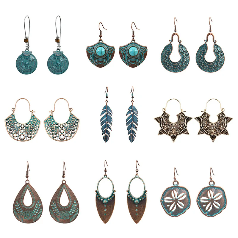 

9 Pairs Boho Vintage Dangle Earring Set for Women Girls Retro Earrings Dangle Drop Earrings for Birthday/Party/Valentine