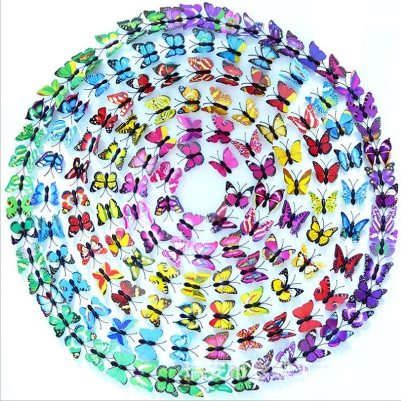 12 шт./компл. красивый художественный дизайн 3D многоцветный ПВХ Магнит бабочка