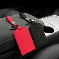 model 3 y suede key card holder protector cover key chain for tesla model three card holder key case key ring bag chain clip