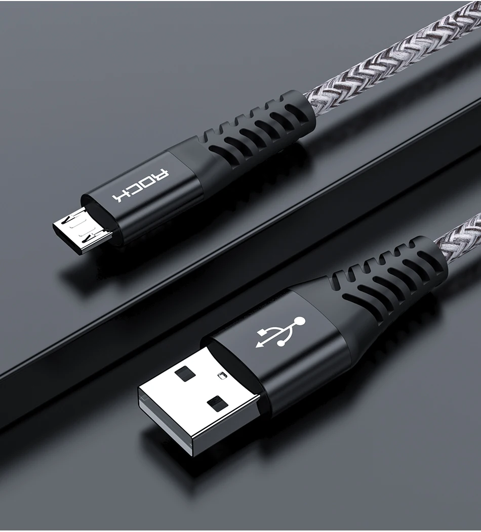 ROCK 1 м 2 м микро USB кабель 3 А Быстрая зарядка для samsung Xiaomi huawei Android мобильный телефон кабель для передачи данных провод микро быстрое зарядное устройство кабель