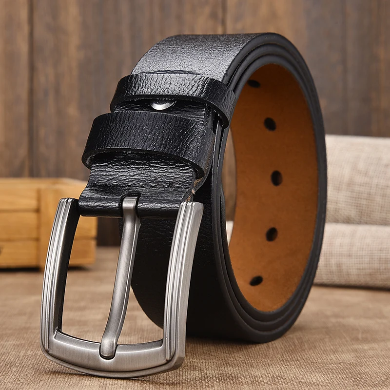 

[LFMB]cow genuine leather luxury strap male belts for men new fashion classice vintage pin buckle leather belt male belt men