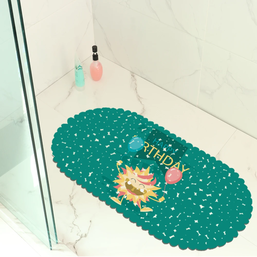 

Cartoon Style Animal Bathroom Mat Decor Oval Shower Pad Non-slip Sucker Bath Mat Eco-friendly Bathroom PVC Shower Rug and Carpet
